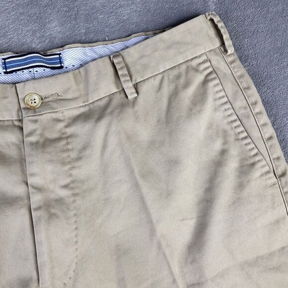 Peter Millar Shorts Mens 35 Khaki Flat Front Classic Golf Chino Casual Peru - Picture 2 of 8